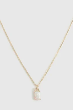 Necklaces*boohoo Square Opal Stone Necklace gold