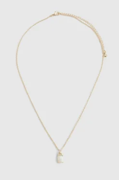 Necklaces*boohoo Square Opal Stone Necklace gold