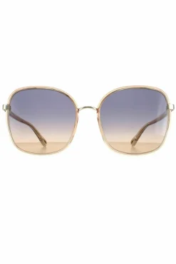 Sunglasses*Chloe Square Crystal Fade and Gold Blue to Brown Gradient CH0031S Franky Orange