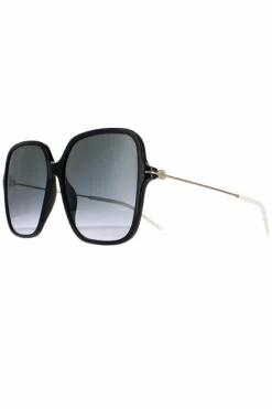 Sunglasses*Gucci Square Shiny and Gold Grey Gradient GG1267S Black