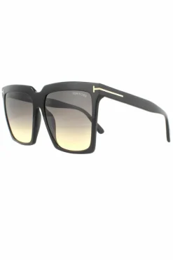 Sunglasses*Tom Ford Square Shiny Grey Smoke Gradient Sunglasses Black
