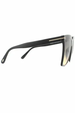 Sunglasses*Tom Ford Square Shiny Grey Smoke Gradient Sunglasses Black