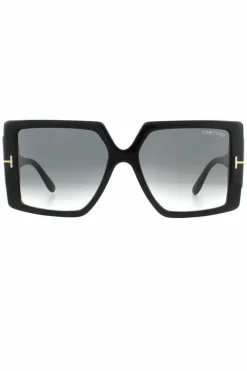 Sunglasses*Tom Ford Square Shiny Grey Smoke Gradient Sunglasses Black