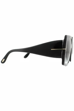 Sunglasses*Tom Ford Square Shiny Grey Smoke Gradient Sunglasses Black