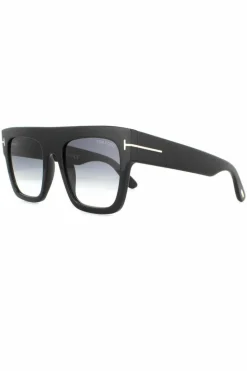 Sunglasses*Tom Ford Square Shiny Grey Smoke Gradient Sunglasses Black