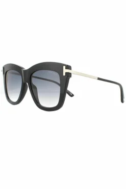 Sunglasses*Tom Ford Square Shiny Smoke Gradient Sunglasses Black