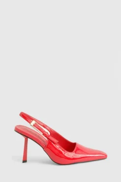 Heels*boohoo Square Stiletto Buckle Slingback Court Shoes red