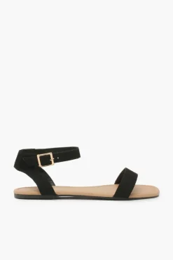 Flats|Sandals*boohoo Square Toe 2 Parts Basic Sandals black