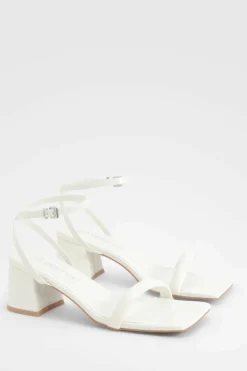 Heels*boohoo Square Toe Block Heel Two Part Heels white