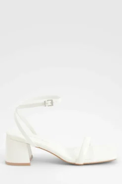 Heels*boohoo Square Toe Block Heel Two Part Heels white