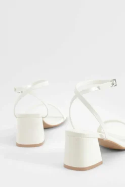 Heels*boohoo Square Toe Block Heel Two Part Heels white