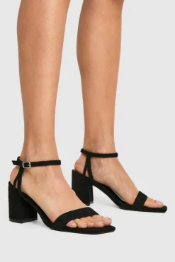 Heels*boohoo Square Toe Block Heel Two Part Heels black