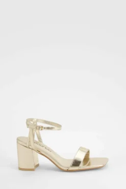 Heels*boohoo Square Toe Block Heel Two Part Heels gold