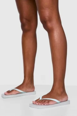 Sandals*boohoo Square Toe Flip Flops baby blue