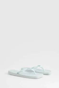 Sandals*boohoo Square Toe Flip Flops baby blue
