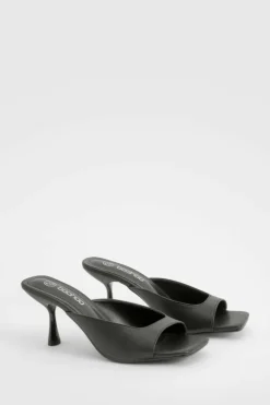 Sandals|Heels*boohoo Square Toe Heeled Mules black