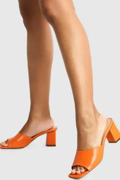 Sandals|Heels*boohoo Square Toe Low Block Heel Mule orange