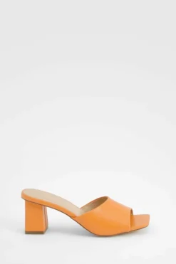 Sandals|Heels*boohoo Square Toe Low Block Heel Mule orange