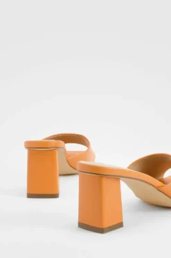 Sandals|Heels*boohoo Square Toe Low Block Heel Mule orange