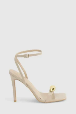 Heels*boohoo Square Toe Metal Trim Stiletto Heels nude