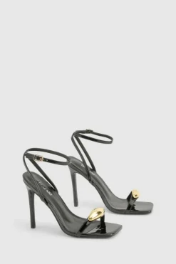 Heels*boohoo Square Toe Metal Trim Stiletto Heels black
