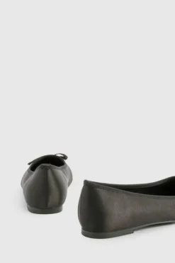 Ballet Flats|Flats*boohoo Square Toe Satin Ballet Flats black