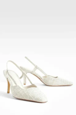 Heels*boohoo Square Toe Slingback Court Shoes beige