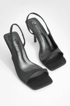 Heels*boohoo Square Toe Slingback Heels black