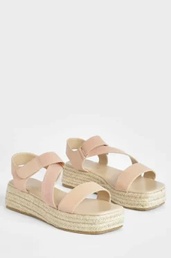 Flats|Sandals*boohoo Square Toe Sporty Flatform Sandals nude