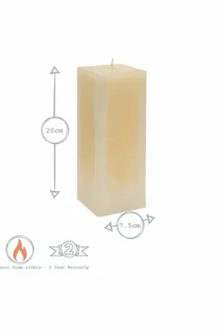 Candles & Diffusers|Candles*Nicola Spring Square Vanilla Pillar Candles - 110 Hours - Cream - Pack of 6 Beige