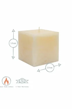 Candles & Diffusers|Candles*Nicola Spring Square Vanilla Pillar Candle - 120 Hours - Cream Beige