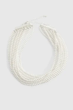 Necklaces*boohoo Statement Layered Choker pearl
