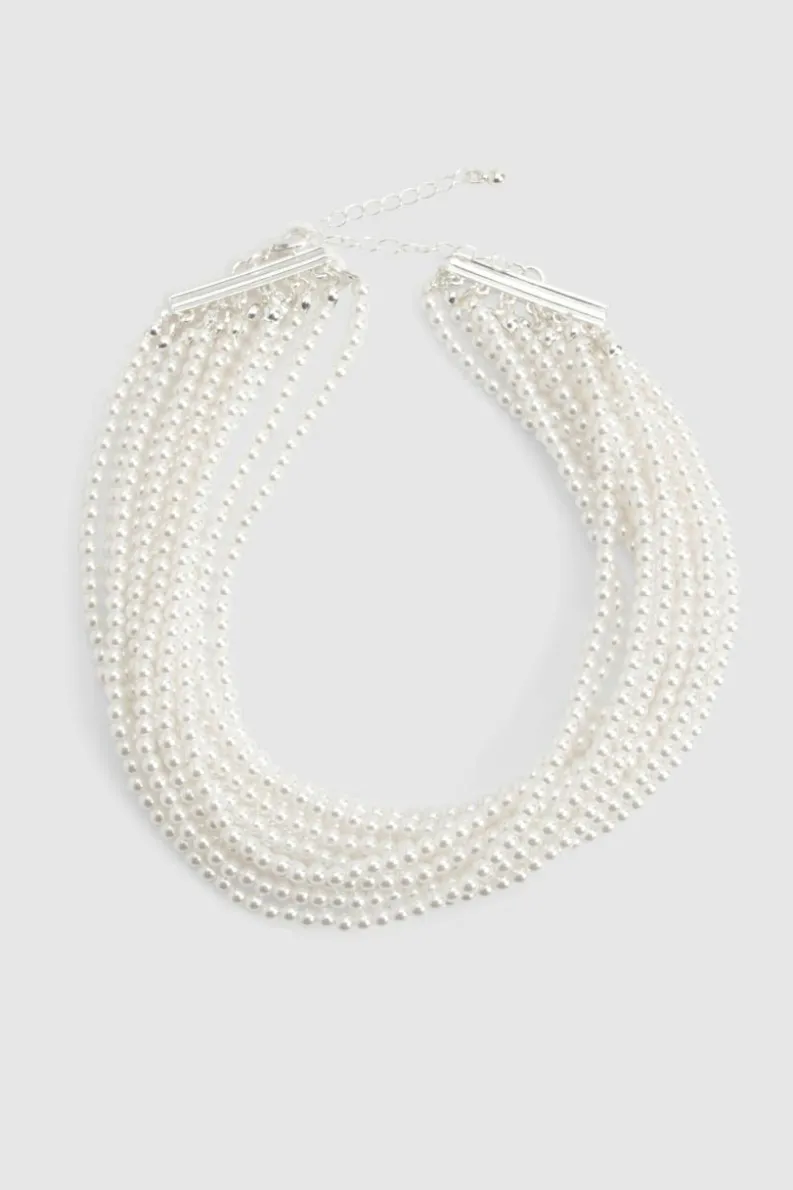 Necklaces*boohoo Statement Layered Choker pearl