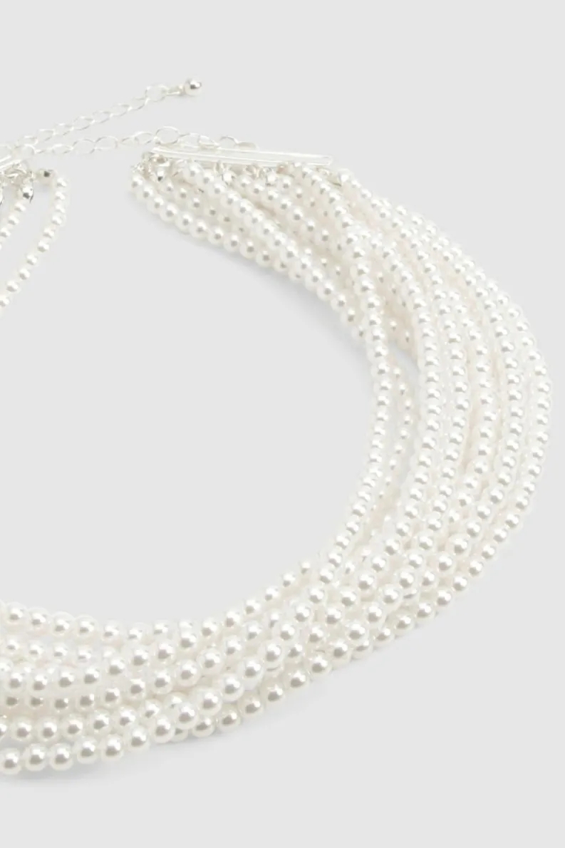 Necklaces*boohoo Statement Layered Choker pearl