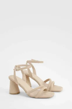 Heels*boohoo Statement Padded Strappy Mid Heels nude