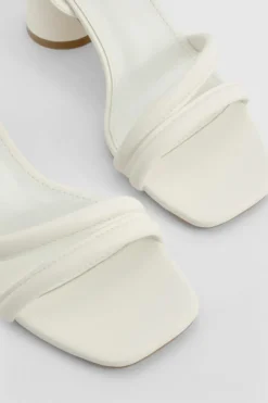 Heels*boohoo Statement Padded Strappy Mid Heels white