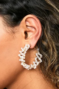 Statement Earrings*boohoo Statement Scattered Hoop Earrings pearl