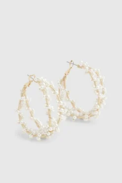 Statement Earrings*boohoo Statement Scattered Hoop Earrings pearl