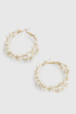 Statement Earrings*boohoo Statement Scattered Hoop Earrings pearl