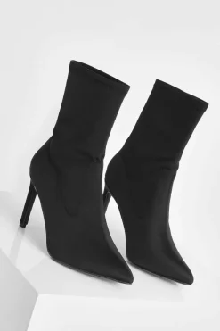 Heeled Boots|All Boots*boohoo Stiletto Heel Pointed Toe Sock Boots black