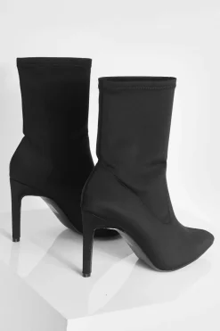 Heeled Boots|All Boots*boohoo Stiletto Heel Pointed Toe Sock Boots black