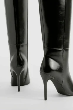 Over The Knee Boots|Knee High Boots*boohoo Stiletto Pointed Knee High Boots black