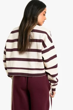 Sweatshirts|Hoodies & Sweatshirts*boohoo Stockholm Striped Cropped Sweatshirt cream