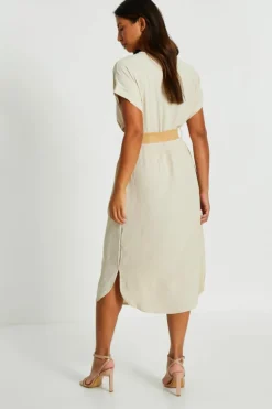 Shirt Dresses|Midi Dresses*Quiz Belted Midi Shirt Dress Stone
