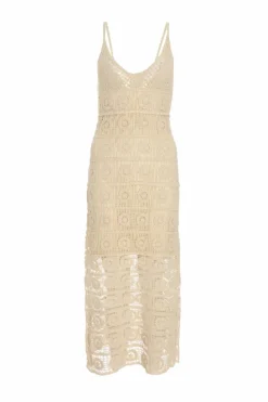 Jumper Dresses|Jumper Dresses*Quiz Crochet Midaxi Dress Stone