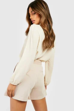 Long Sleeve Tops|Suits & Tailoring*boohoo Frill Neck Long Sleeve Woven Blouse stone