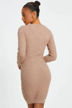 Jumper Dresses|Jumper Dresses*Quiz Knitted Jacquard Mini Dress Stone