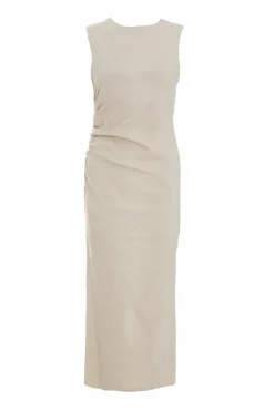 Midi Dresses*Quiz Ruched Midi Dress Stone