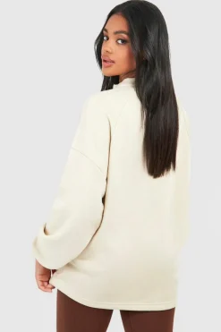 Sweatshirts|Hoodies & Sweatshirts*boohoo Seam Detail Half Zip Oversized Sweatshirt stone