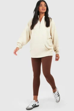 Sweatshirts|Hoodies & Sweatshirts*boohoo Seam Detail Half Zip Oversized Sweatshirt stone